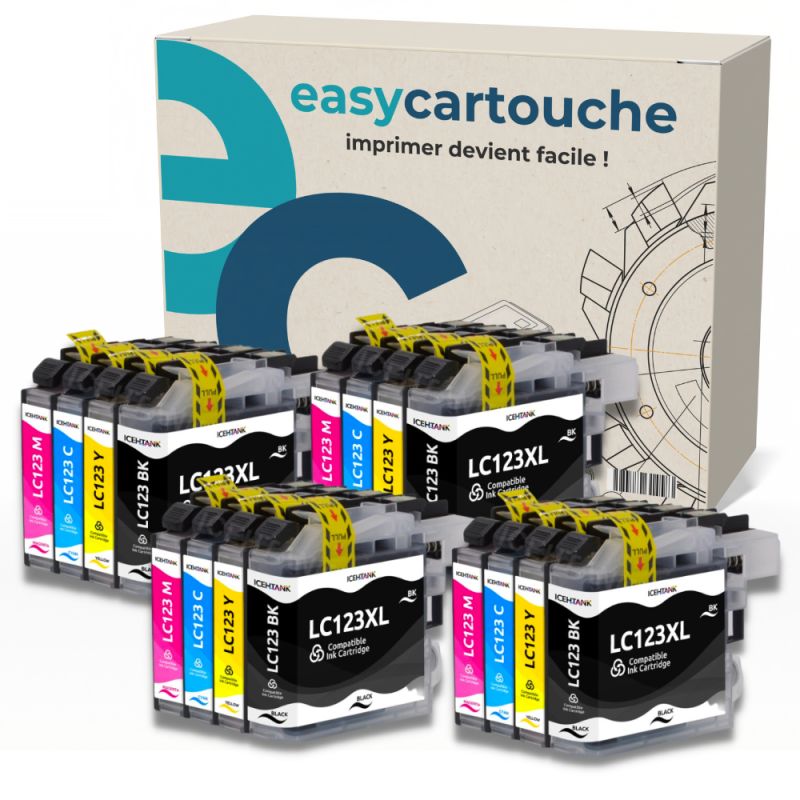 Pack de 16 cartuchos compatibles BROTHER LC-123 XL